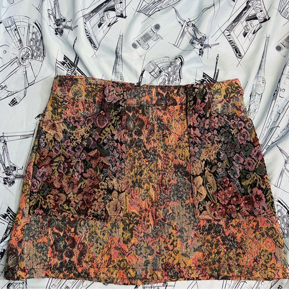 Urban Outfitters Jacquard Multicolor Floral Mini Skirt